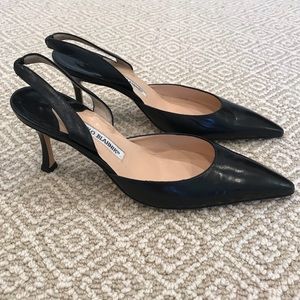 Manolo Blahnik Carolyne black leather heels